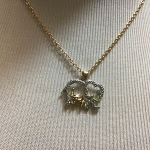 Vintage Hollow Crystal Elephant Pendant Necklace Rhinestone Elephant Necklac